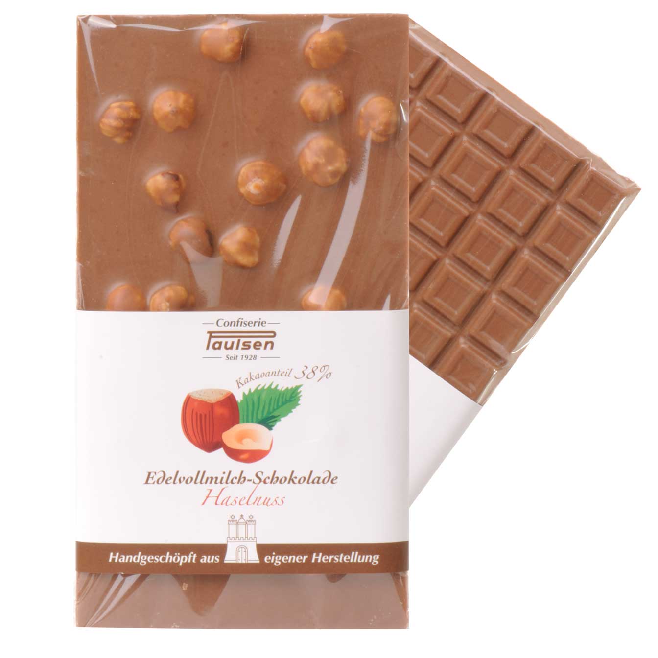 Schokoladentafel Edelvollmilch 38% Haselnuss 100g